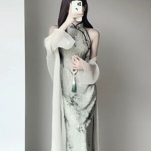 Elegant Floral Green Dress